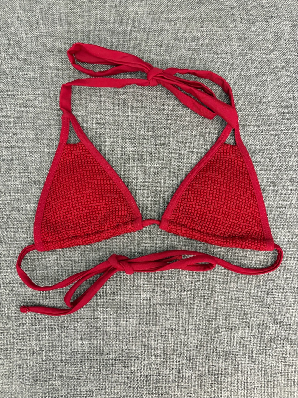 SHEIN Red Triangle Bikini Top with Tie Halter